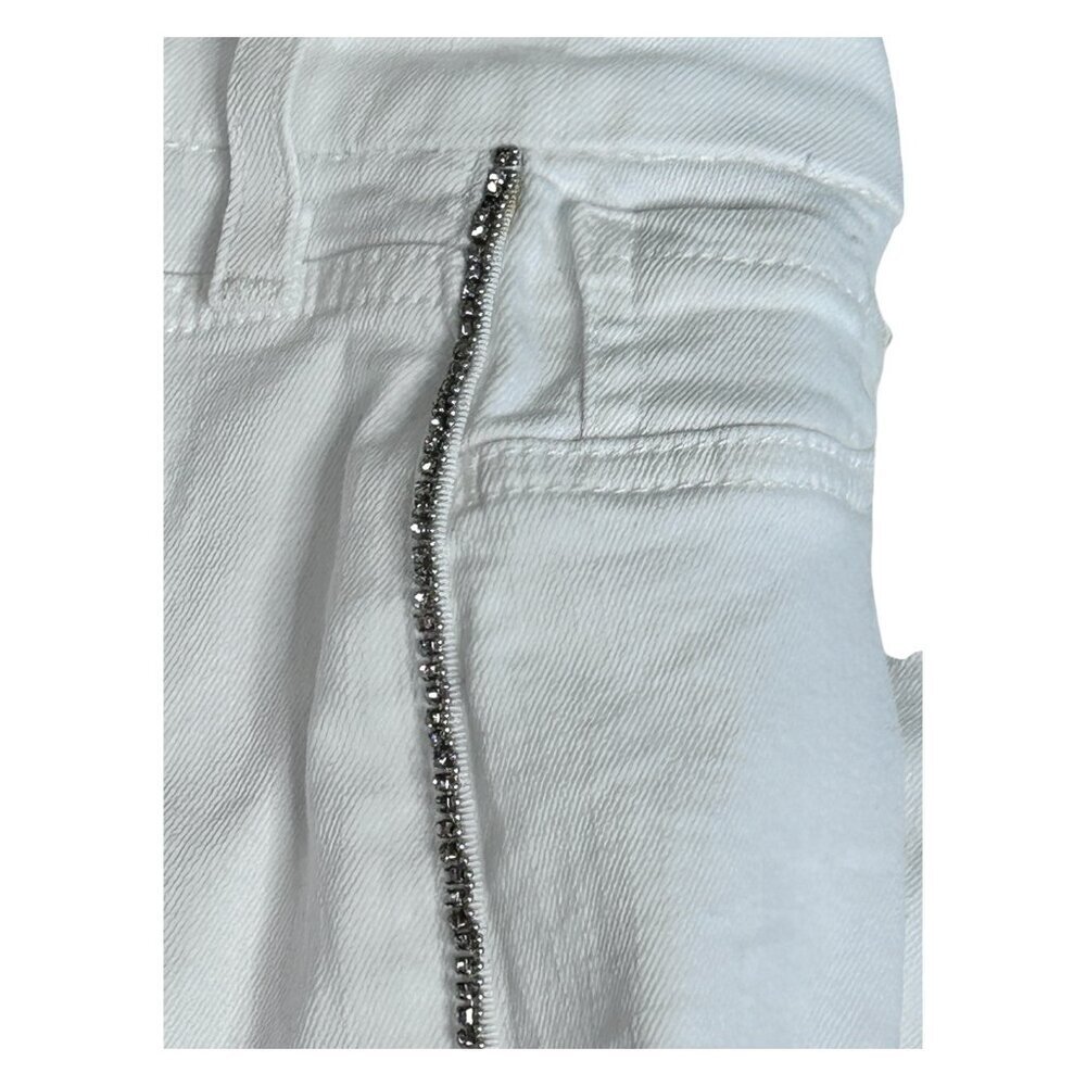Jen7 by 7 for All Mankind White Side Bling Ankle Skinny Stretchy Jeans Size 6 - Picture 5 of 14
